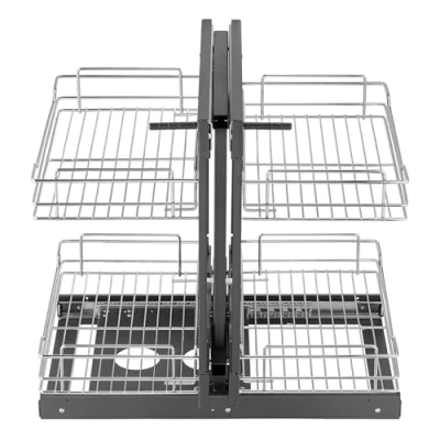 Abbildung von VEVOR Küchenschrank Organizer mit 2 Ebenen Ausziehbar Chrom Blindecken 4 Ablagen