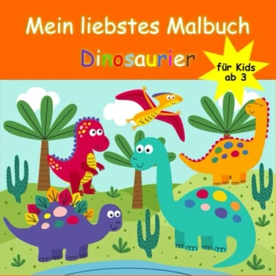 Abbildung von Malbuch Dinosaurier ab 3 Jahren: Das große Dino Ausmalbuch für Kinder mit 50 süßen, lustigen Motiven (XL, quadratisch, 21x21cm)