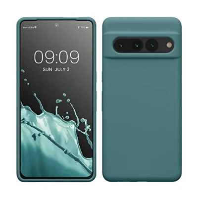 Abbildung von kwmobile Hülle kompatibel mit Google Pixel 7 Pro Silikon Handy Case Handyhülle weiche Oberfläche kabelloses Laden Arctic Night
