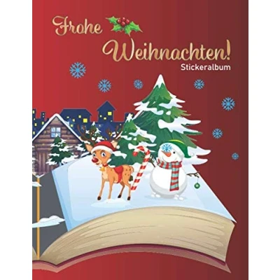 Abbildung von Frohe Weihnachten Stickeralbum: Stickeralbum Motiv Din A4 Blanko 35 Seiten Silikonfreies Papier Geschenkidee