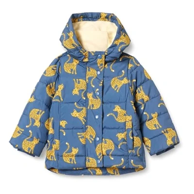Abbildung von Amazon Essentials Mädchen Schwere Pufferjacke mit Kapuze, Blau Katze, 8 Jahre