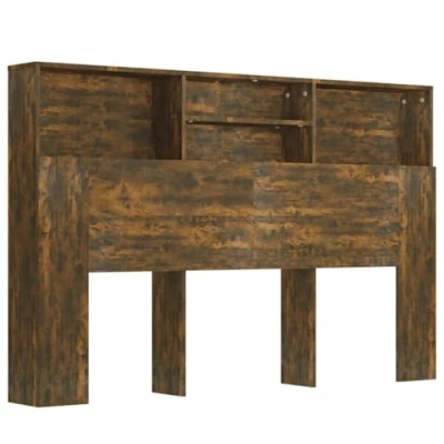 Abbildung von vidaXL Kopfteil mit Ablagen Regal Wand Bücherregal Betthaupt Bettkopfteil Schlafzimmer Räuchereiche 160x19x103,5cm