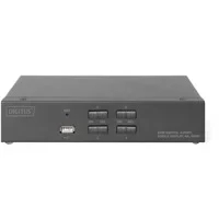 Abbildung von DIGITUS KVM Switch HDMI 4 Port Single Display PC 1 Monitor 1x Maus, Tastatur &amp; Audio für Computer UHD 4K@30Hz (3840 x 2160p) Hot Key Umschalter USB 2.0 Hub Schwarz