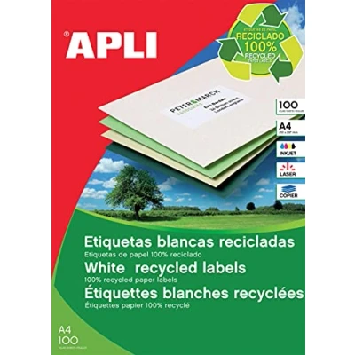 Abbildung von Apli 12065 Etiketten, weiß, recycelt, 105 Stück 100 hojas weiß