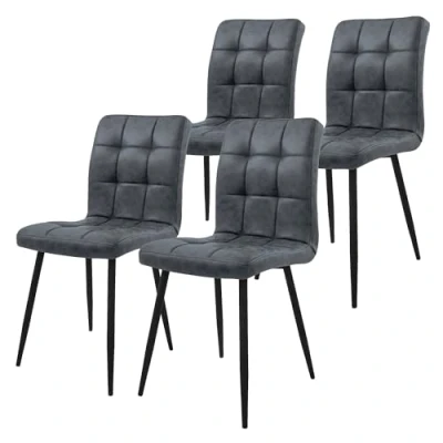 Abbildung von ML DESIGN Stuhl Esszimmerstuhl mit Rückenlehne, Polsterstuhl Metallbeine (4 St), Ergonomischer Stuhl, Anthrazit, Kunstleder Wohnzimmerstuhl Küchenstuhl