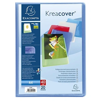 Abbildung von Exacompta 5729E 1 Kreacover Chromaline Dokumentenhülle 20 glatte Kristallhüllen 40 Ansichten für A4 Abmessung 24 x 32 cm halbstarre Polypro Decke 5 zufällige Farben