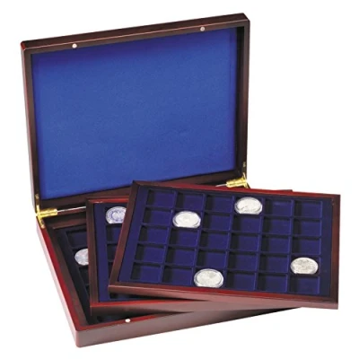 Abbildung von Leuchtturm, MünzSchutzkassette, Volterra Trio Fach Abm: 39x39 mm. (90 Stk.) Mahagonifarbe 330x270x55 pro Stk.