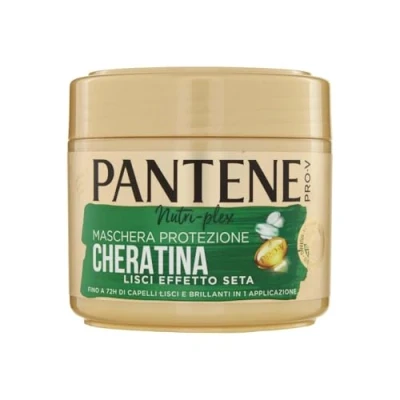 Abbildung von Pantene Pro V Haarmaske mit seidigem Effekt, Keratinschutz, für glattes und glänzendes Haar bis zu 72 Stunden, 1 nur Anwendung, 300 ml