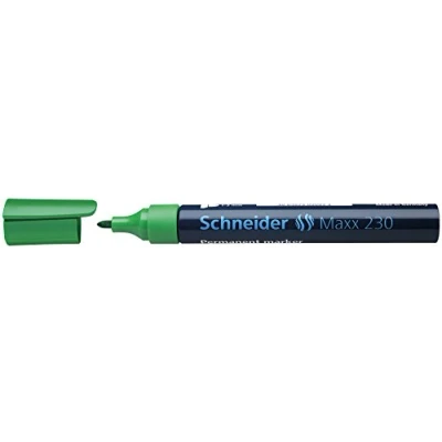Abbildung von Schneider Maxx 230 Permanent Marker mit Rundspitze (nachfüllbar, Cap Off Ink, Aluminiumschaft, 1 3 mm) 10er Packung grün