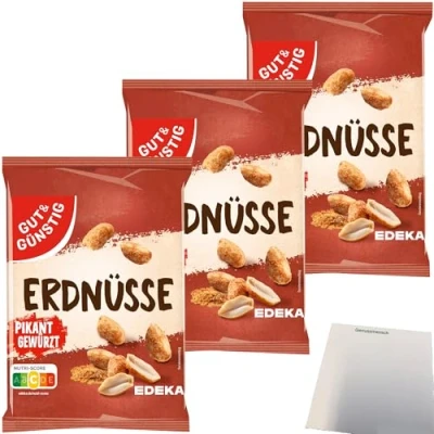 Abbildung von Gut&amp;Günstig Erdnüsse pikant gewürzt 3er Pack (3x150g Packung) + usy Block