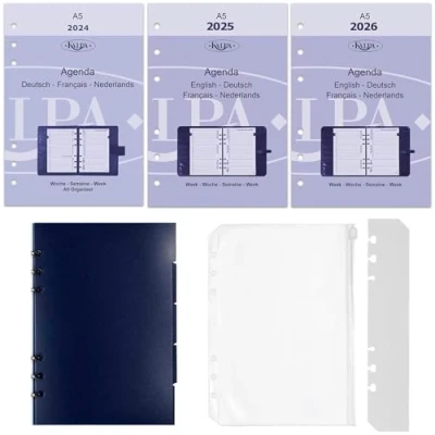 Abbildung von Kalpa 6 Ringbuch Agenda Nachfüllen Personal Organizer Terminplaner Einlage Kalendereinlage Kompletsett, 2024 2025 2026, A5, 1 Woche auf 2 Seiten