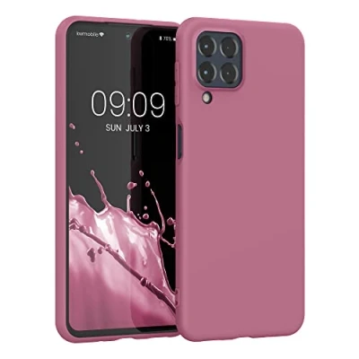 Abbildung von kwmobile Hülle kompatibel mit Samsung Galaxy M53 5G weiches TPU Silikon Case Cover geeignet für kabelloses Laden Dark Rose