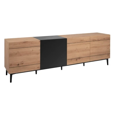 Abbildung von DEINE TANTE EMMA 003057 NOLA 57A Artisan Eiche Nb. / schwarz Lowboard HiFi Kommode Fernseher grifflos 200 x 65 42 cm
