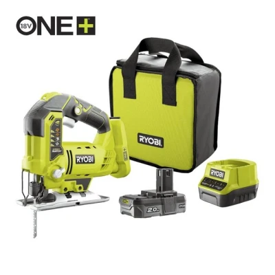 Abbildung von Ryobi Akku Stichsäge mit LED Beleuchtung und Sägeblatt Schnellwechselsystem, Komplettset, R18JS 120S