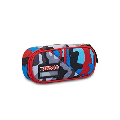 Abbildung von SEVEN Federmäppchen, Mäppchen, Federtasche für Schreibwaren, Mädchen&amp;Jungen, Schule und Gymnasium, Teenager, blau/rot/grau, CHALLENGE BOY