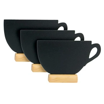 Abbildung von Securit Silhouette Cup Mini Kreidetafel mit Kreidemarker, 3 Stück, Harz, Mehrfarbig, 9x13.5x2cm