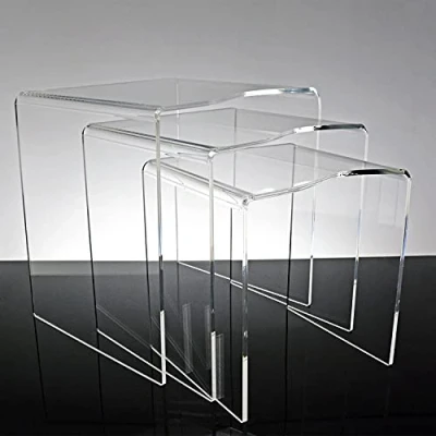 Abbildung von Slato DREI Couchtische, modernes Design aus Acryl, transparent, Victoria