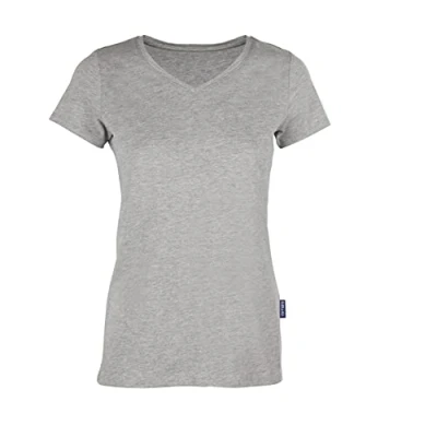 Abbildung von HRM Damen F Luxury V Neck Tee, grau, 5XL
