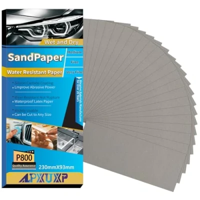 Abbildung von ALPXUXP Schleifpapier P800 Körnung 30 Stück Nass und Trocken Profi Wasser Schmirgelpapier,für AutoMetallHolzmöbelSteinLackGlas，23 x 9cm
