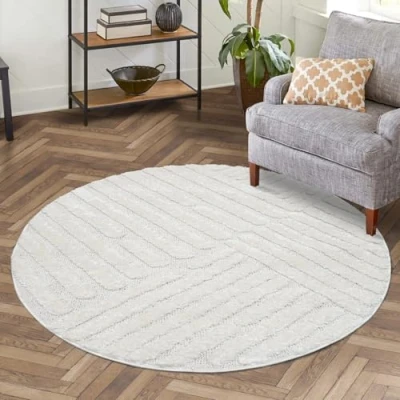 Abbildung von Carpet City Hochflor Teppich &quot;FOCUS749&quot;, rund, 20 mm Höhe, Boho Teppich, Hochtief Muster/ 3D Effekt, für Wohnzimmer, Schlafzimmer