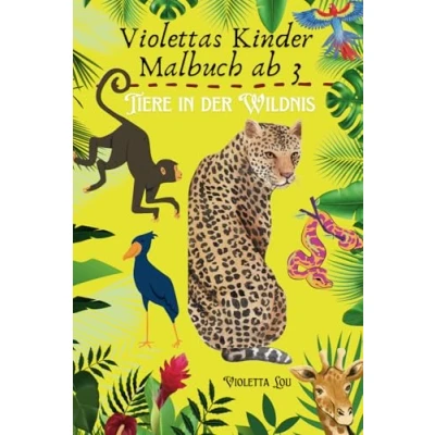 Abbildung von Violettas Kinder Malbuch ab 3 Tiere in der Wildnis: Kreatives mit Tieren im Dschungel und Wildnis Savanne 50 Motiven zum Ausmalen für Jahren, Teenager Erwachsene
