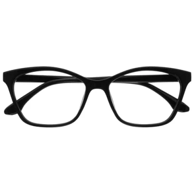 Abbildung von OPULIZE KAT Lesebrille Cat Eye Katzenaugen Fassung Schwarz Glänzend Herren &amp; Damen Federscharniere R59 1 +2.00