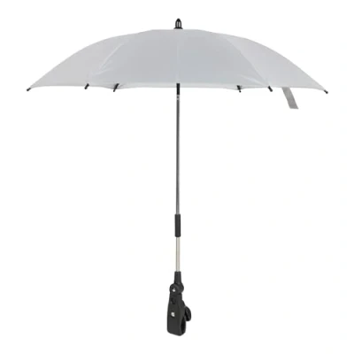 Abbildung von babycab Universal Sonnenschirm für Kinderwagen grau 180 Drehgelenk flexibel einstellbar Befestigung mit Klemme (Ø 15 30 mm) Ø Schirm ca. 75 cm, Länge inkl. Halterung 80 cm