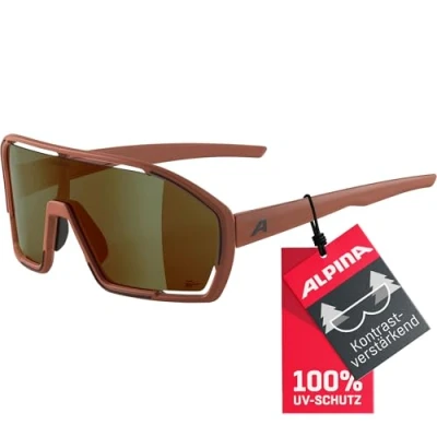 Abbildung von ALPINA BONFIRE Q LITE Verspiegelte, Kontrastverstärkende &amp; Beschlagfreie Sport Fahrradbrille Mit 100% UV Schutz Für Erwachsene, brick matt, One Size