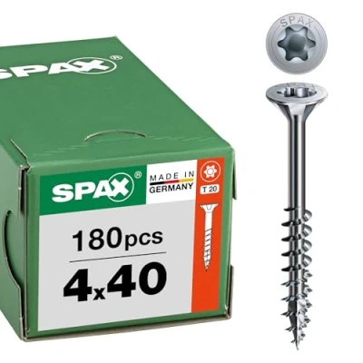 Abbildung von SPAX Universalschraube, 4 x 40 mm, 180 Stück, Teilgewinde, Senkkopf, T STAR plus T20, 4CUT, WIROX A9J 8000000276750