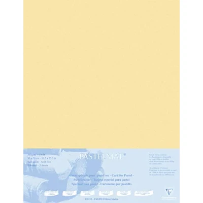 Abbildung von Clairefontaine 496023C Packung (mit 5 Zeichenbögen Pastelmat auf Karton kaschiert 1800 µm, 50 x 70 cm, ideal für Trockentechniken und Pastell) maisgelb
