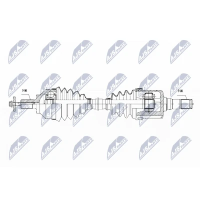 Abbildung von NTY NPW VV 111 Antriebswelle Vorderachse links 570 Automatikgetriebe FORD: Focus 2 Kombi, Schrägheck, C Max, VOLVO: V50, C30, S40 II