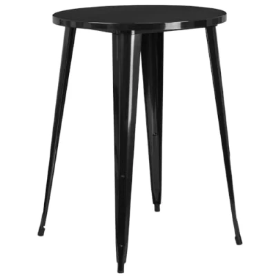 Abbildung von Flash Furniture Philip Bar Höhentisch aus Metall, rund, 76,2 cm, für drinnen und draußen, Schwarz