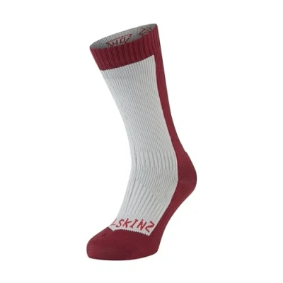 Abbildung von Sealskinz Unisex Kaltes Wasser Wasserdichte Socken Mittellang, Grau/Rot, XL