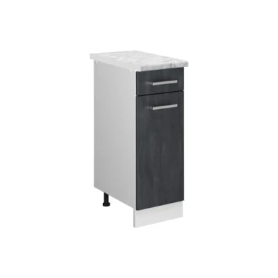 Abbildung von Vicco Küchenunterschrank R Line, Schwarz Beton, 30 cm AP Marmor