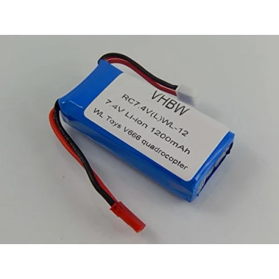 Abbildung von vhbw Akku kompatibel mit Wltoys V666 Quadrocopter Drohne Multicopter (1200mAh, 7,4V, Li Ion)