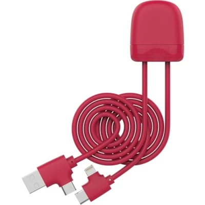 Abbildung von Xoopar Technicolor Ice C Multi Stecker aus recyceltem Kunststoff mit Dual USB und Eingang, Lightning für Smartphone Universal (rot)