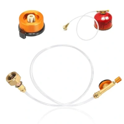 Abbildung von Gaskartuschen Adapter Set, Gasschlauch Gasflaschenadapter, Aussen Gasherd Camping Ventilkartuschen, für LPG, Campingofen des Flachzylinders