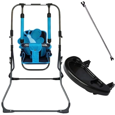 Abbildung von 2in1 Skyline Kinderschaukel Babyschaukel Babywippe Zimmerschaukel Gartenschaukel Indoor Outdoor Baby Schaukel und Hochstuhl in einem Sicherheitsgurt mit Bügel kompakt zusammenklappbar Drinnen Draußen