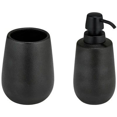 Abbildung von WENKO Badaccessoire Set Modell Nerno, 2 tlg., Seifenspender und Zahnputzbecher aus hochwertiger Keramik