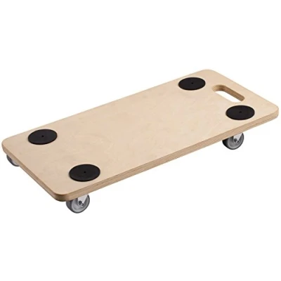 Abbildung von Metafranc Transportroller 590 x 290 mm 200 kg Tragkraft Sperrholz PU Räder / Möbelroller Transporthilfe für Umzug Rollwagen Möbel Transport Kistenroller aus Holz 822100 Holzfarbe
