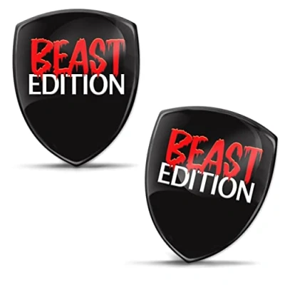 Abbildung von Biomar Labs 2 x 3D Gel Silikon Aufkleber Beast Edition Biest Rot Badge Stickers Autoaufkleber Auto Motorrad Fahrrad Fenster Tür Laptop KS 140