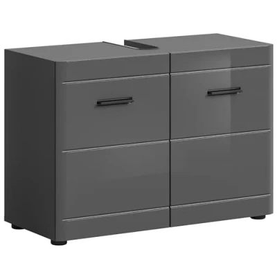 Abbildung von möbelando Waschbeckenunterschrank &gt;Soft&lt; in Grau Hochglanz 80x56x34cm (BxHxT)