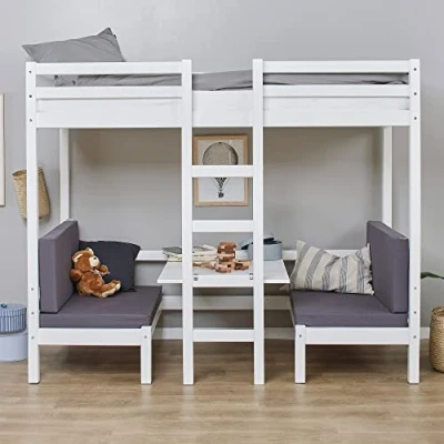 Abbildung von Hoppekids ECO Dream Jumbo Etagenbett mit Tischplatte, 90x200 cm, Weiß