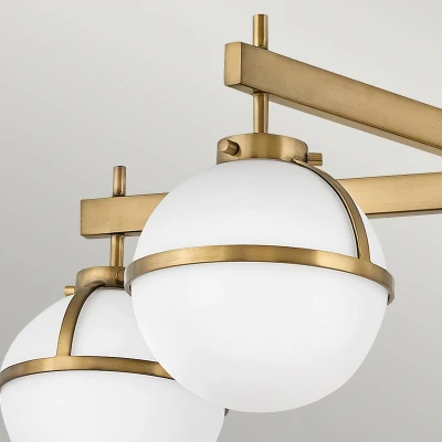 Abbildung von Hinkley HK HOLLIS 5 O HB Badezimmerleuchte Deckenleuchte E14 5x40W IP44 Stahl Messing, Glas Opal geätzt H:30.5cm B:81.3cm dimmbar, mit Diffusor