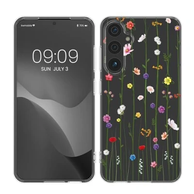Abbildung von kwmobile Case kompatibel mit Samsung Galaxy A55 5G Hülle Silikon Transparent Wildblumen Ranke Mehrfarbig