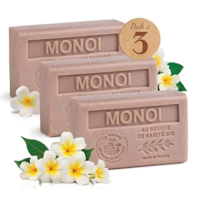 Abbildung von Französische Seife, 3 x 125 g Monoi Sheabutter La Maison du Savon von Marseille
