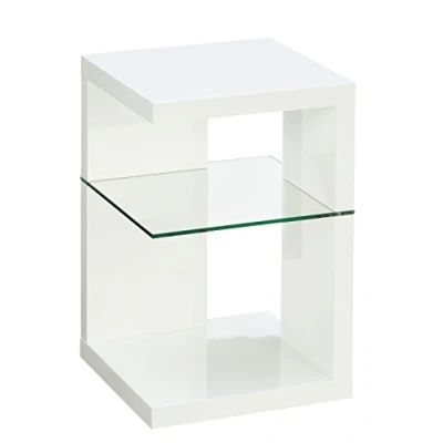 Abbildung von M2 Kollektion 516250 Beistelltisch / Nachttisch Domingo, Weiß Hochglanz, 40x40cm, Höhe 60cm