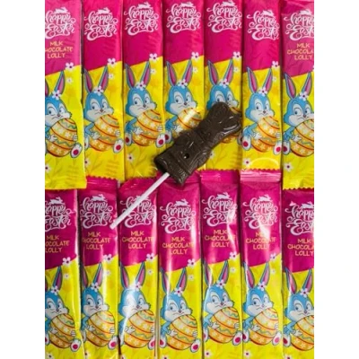 Abbildung von OYOY Osterhasen am Stiel I 15x 15g Schokolollies Osterhase Osterschokolade Füllung Osterkörbchen Kinder