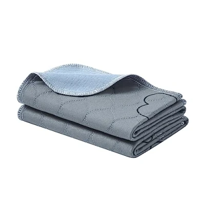 Abbildung von Feandrea Welpen Unterlagen waschbar, Wiederverwendbare Matten für Hunde, 61 x 46 cm, 2er Set, S, Hundetoilette, auslaufsicher, rutschfest, super saugfähig, grau PTD018G01