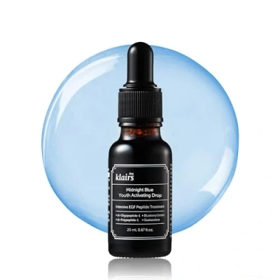 Abbildung von DearKlairs Midnight Blue Youth Activating Drop, 0,67 fl oz (20 ml) Dual EGF, Peptide, Guaiazulen Adenosin, Nachtserum, wässrig, leichte Textur